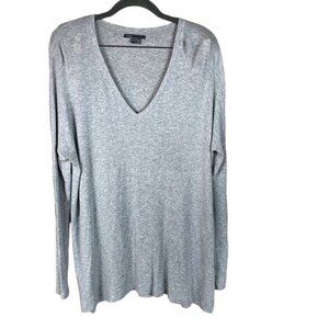 Vince V Neck Soft Modal Gray Long Sleeve Stretch Jersey Top Sz S